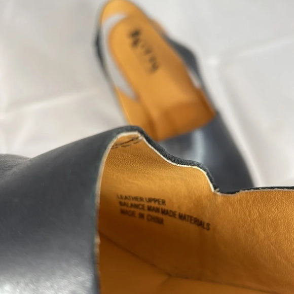 KORK-EASE Cork Wedge Sling-backs Navy Blue Leather Platform Open Toe Size 10 - Picture 10 of 13